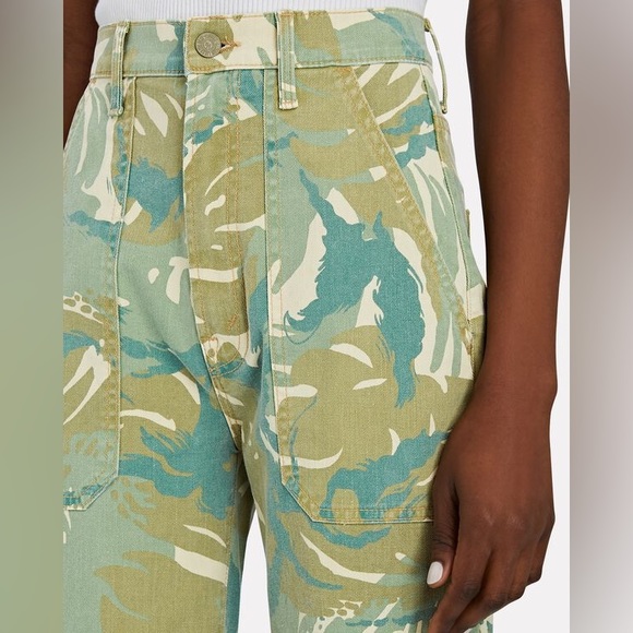 Mother The Wrapper Patch Ultra High Waist 31/L Green Tropical Camo Ankle Jogger - Picture 6 of 16